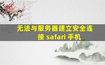 无法与服务器建立安全连接 safari 手机